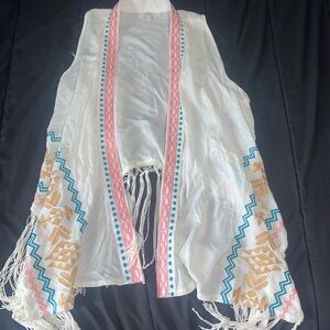 Women’s colorful frayed vest
